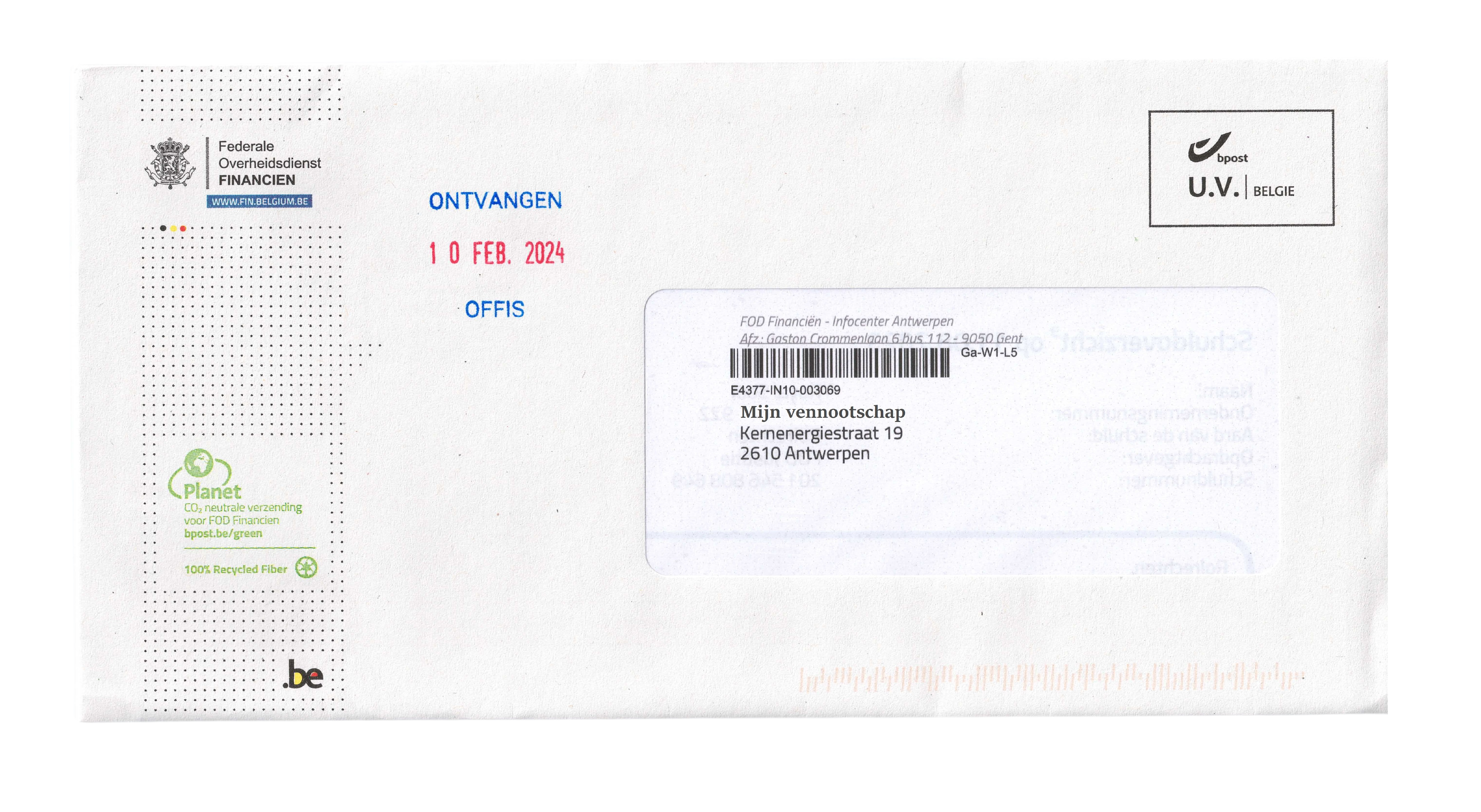 Kantoor OFFIS zet dagstempel op elke brief.